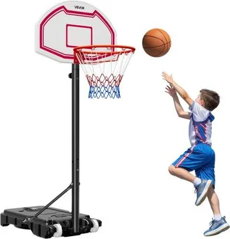 OEM Soporte De Baloncesto Port&aacute;til, Aro De Baloncesto Ajustable En Altura De 1,6 A 2,1 M, Con Red De Nailon Y Ruedas, Para Patio O Piscina, 710 X 1260 X 2
