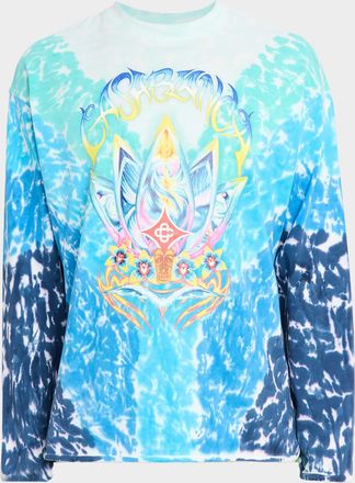 Casablanca Mens Organic Cotton Surf Lotus Tie-Dye Long-Sleeve T-Shirt