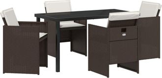 vidaXL Garden Dining Set 5 pcs Brown Poly Rattan Vidaxl