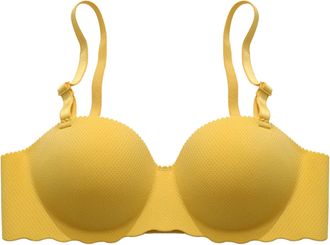 Generic Sports Bras Super Gather Bra Soft Comfortable Gathe Wireless Up Bra Women Lingerie Everyday Sports Womens Bras Supportive for Women (Yellow, D)