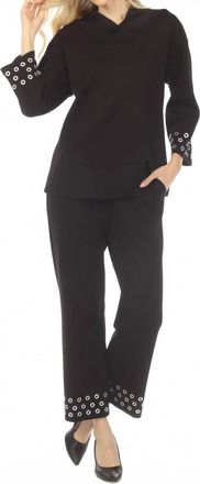 Joseph Ribkoff Grommet Detail Pull On Straight Pants In Black