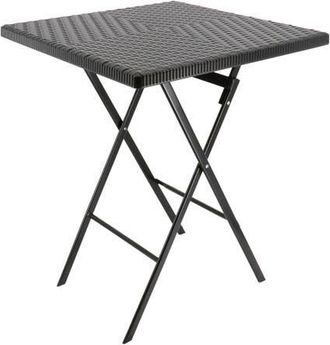Elama Plastic Rattan Folding Square Table in Black at Nordstrom