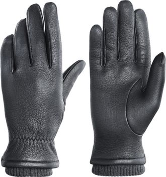 Pearlwood Lederhandschuhe PEARLWOOD, Herren, Gr. 7.5, schwarz, Ziegenleder, meliert, unifarben, Handschuhe Lederhandschuhe, mit weichem Innenfutter