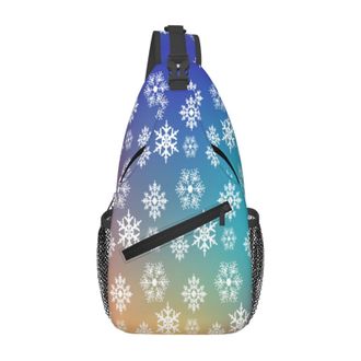 Generic Winter Christmas Gradient Snowflake Sling Bag Adjustable Cross Body Bag With Zipper Backpack For Sports Traveling Camping