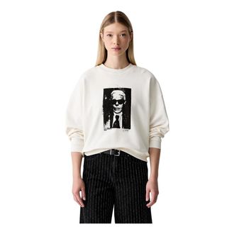 Karl Lagerfeld Boxy Sweatshirt - Dames - Sweatshirts - Beige - L - Katoen - Hoodies & sweatvesten