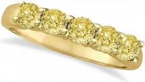 Allurez Five Stone Fancy Yellow Canary Diamond Anniversary Ring 14k Gold (1.00ct)
