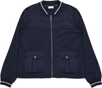 Liu Jo Blauw Zip-Up Bomber Stijl Sweatshirt - Dames - Zomerjassen - Zwart - XL - Jassen