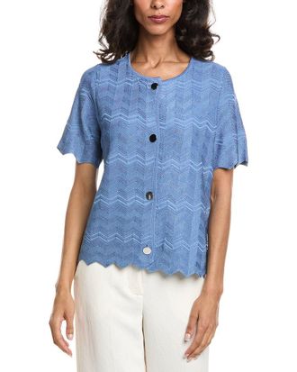 Anne Klein Zig Zag Short Sleeve Cardigan