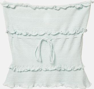 Guizio Danielle Guizio Blue Knit Tube Top
