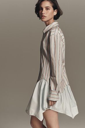 Maeve Ruffle-Hem Mini Shirt Dress