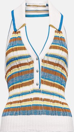 Veronica Beard Lirra striped halter-neck top