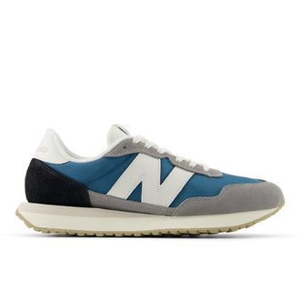 New Balance Hombre 237 en Gris/Blanco, Cuero, Talla 40.5