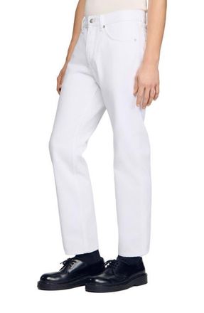 Sandro Regular raw jeans in White at Nordstrom, Size 33 X 31