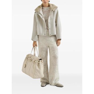 Brunello Cucinelli Mohair & Virgin Wool Blend Track Pants - Beige