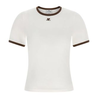 Courr&egrave;ges Dames, Tops, Wit, Maat: M Katoen