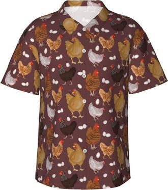 Generic Mens Button Down Casual Shirts Chicken Chicks Classic Hawaiian Short Sleeve Beach Shirt with Pocket