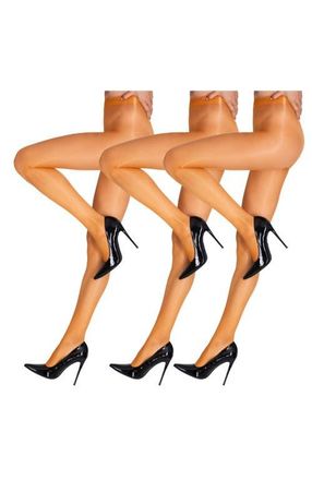 Lechery 7-Pack Glossy Sheer Festival Tights in Orange at Nordstrom, Size Large