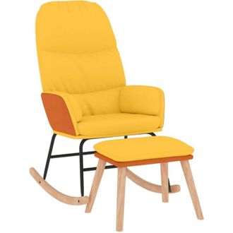 vidaXL Silla Mecedora Con Reposapi&eacute;s Tela Amarillo Mostaza Vidaxl