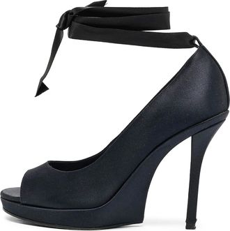 Saint Laurent Pumps in raso a punta aperta 110mm - Blu