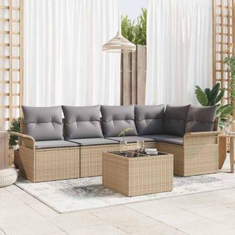 vidaXL Vidaxl - Conjunto De Sof&aacute; De Jard&iacute;n Con Coj&iacute;n 6 Pcs Beige Polirat&aacute;n