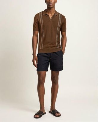 Orlebar Brown Horton Tailored Fit Silk Cotton Polo Shirt in Chestnut/chai at Nordstrom, Size Xxx-Large