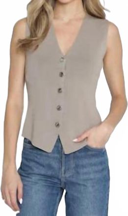 Drew Juno Button Front Vest In Taupe