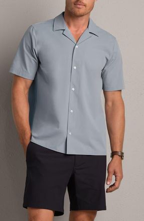 Rhone State of Mind Performance Camp Shirt in Blue Stone Oxford at Nordstrom, Size Small