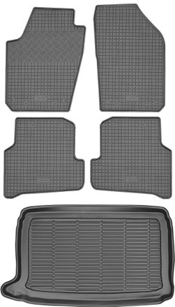 OEM Volkswagen Polo V Hatchback De 2009-2017 Set - Alfombrillas De Goma Para Coche + Alfombrilla Para Maletero