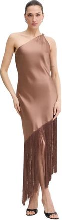 Pinko Kiwi Jurk - Dames - Feestkleedjes - Bruin - XS - Leer - Kleedjes