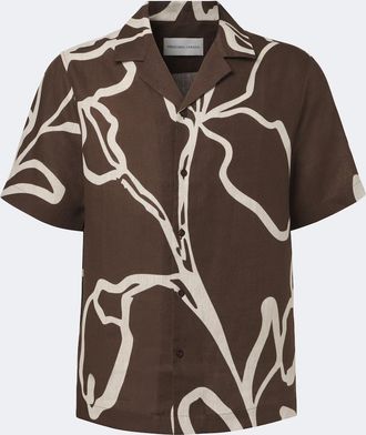 Frescobol Carioca Camisa bowling de lino estampada