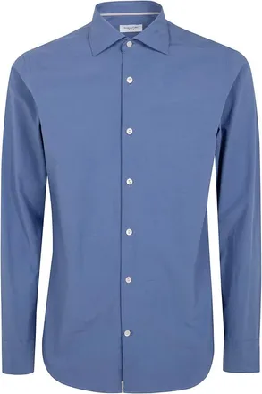 Tintoria Mattei Overhemden, Heren, Blauw, L, Casual Shirts