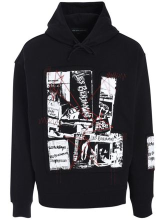 Les Benjamins Hoodie met print - Zwart