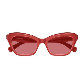 Valentino Red Linea V Logo Recycled Acetate Cat-Eye Sunglasses