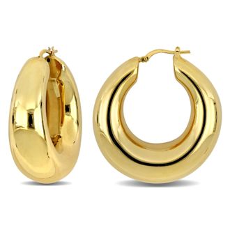 Mimi & Max 40 MM Polished Hoop Earrings in Yellow Plated Sterling Silver