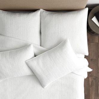 Ballard Designs Maddie Channel Stitched Coverlet - Cornflower, Full/Queen - Ballard Designs