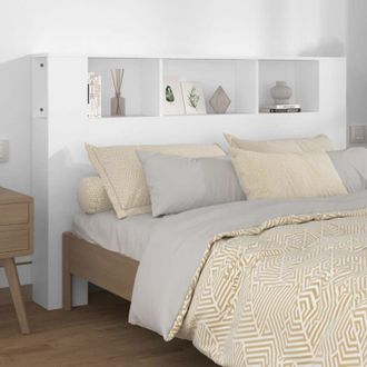 vidaXL Testiera con Scomparti Bianca 160x18,5x104,5 cm - Vidaxl