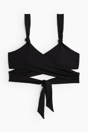 H&M Wattiertes Wickel-Bikinitop - Schwarz