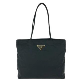 Prada Pre-owned Tote Bags, female, Black, Size: ONE SIZE Pre-owned Tessuto Nylon Tote Bag