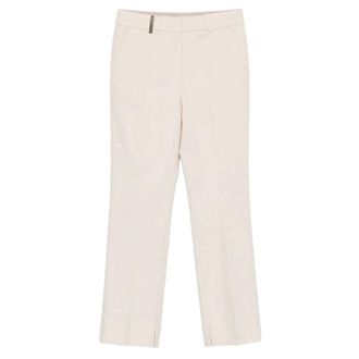 PESERICO Split-Hem Broeken - Dames - Vrijetijds broeken - Wit - XL - Leer - Broeken