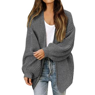 Generic Uwdiohq Cardigans for Women UK Knit Long Sleeve Open Front Lightweight Soft Chunky Aran Cable Grandad Ladies Casual Loose Fit Sweater Jumpers Sweatshi
