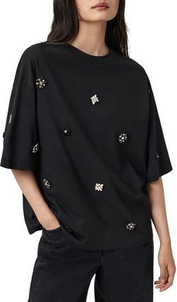 AllSaints Amelie Embellished Top in Black at Nordstrom, Size X-Small