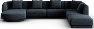 BLOOMINGLOFT Grosses 7-Sitzer Design Panorama Sofa Tulum mit lange Seite rechts, Chenille-Bezug