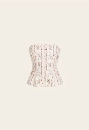 Agua Bendita Abelia Navegante Cropped Top in Ivory at Nordstrom, Size Large