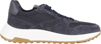 Hogan Denim Blue Hyperlight Laced Suede-Trim Leather Sneakers