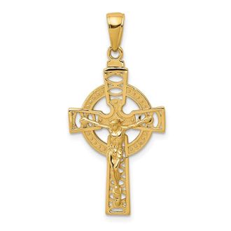 Diamond2Deal 10k Yellow Gold Polished Celtic Crucifix Pendant
