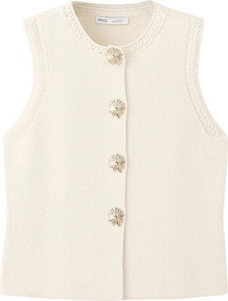 Mango Chaleco Frida Cotton Blend Sweater Vest in Ecru at Nordstrom, Size X-Small