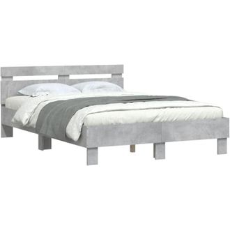 vidaXL Vidaxl - Estructura De Cama Cabecero Y Luces Led Gris Hormig&oacute;n 120x200cm