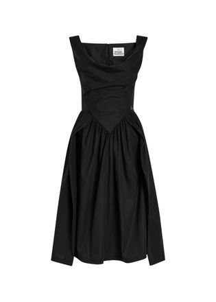 Vivienne Westwood Sunday Logo-embroidered Cotton-poplin Midi Dress - Black - 12 (UK12 / M)