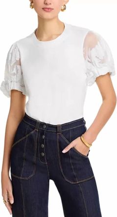 Cinq &agrave; Sept Yashi Puff Sleeve Top In White