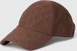 Gucci Embossed GG Jersey Baseball Hat, Brown, Fabric